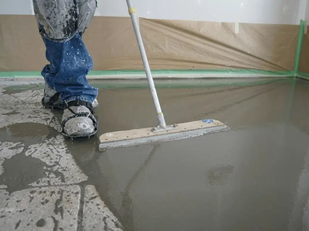 Uneven floor being professionally repaired in Cedar Rapids, IA